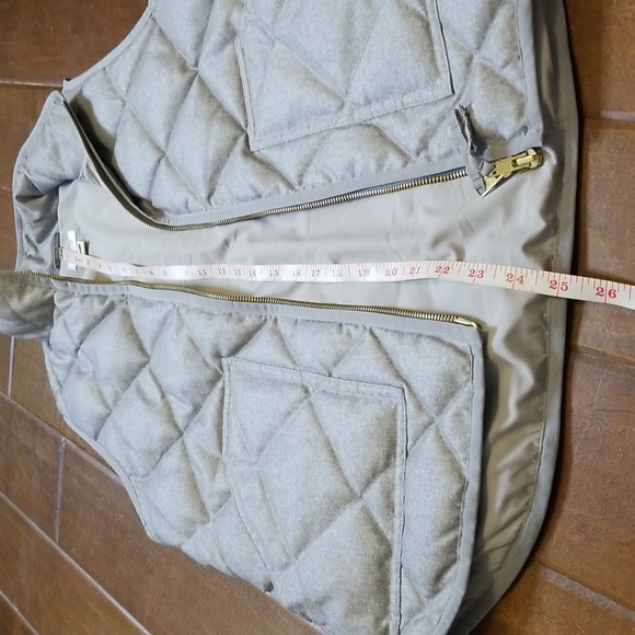 J. Crew Womens Light Grey Down Puffer Vest Jacket Quilt Print Sleevless - Picture 9 of 13